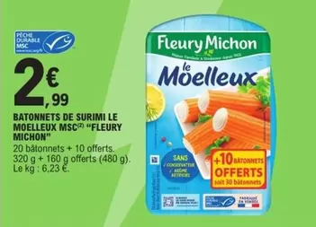 Fleury Michon - Batonnets De Surimi Le Moelleux Msc offre à 2,99€ sur E.Leclerc Express