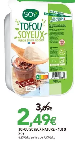 Soy - Tofou eux Nature offre à 2,49€ sur NaturéO