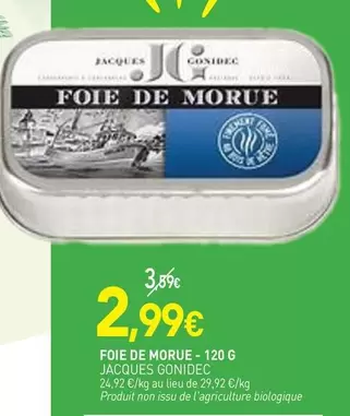 Jacques Gonidec - Foie De Morue offre à 2,99€ sur NaturéO