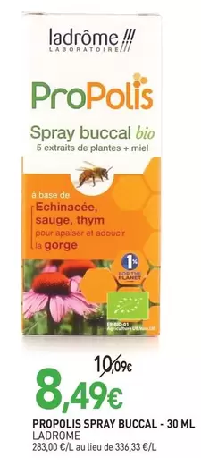 Ladrome - Propolis Spray Buccal offre à 8,49€ sur NaturéO