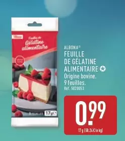 Albona - Feuille De Gelatine Alimentaire offre à 0,99€ sur Aldi