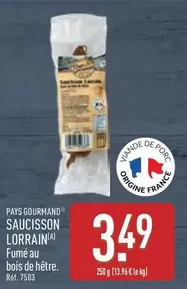 Pays Gourmand - Saucisson Lorrain offre à 3,49€ sur Aldi