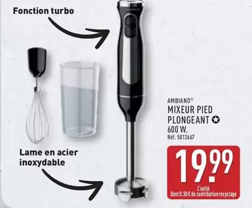 Ambiano - Mixeur Pied Plongeant offre à 19,99€ sur Aldi