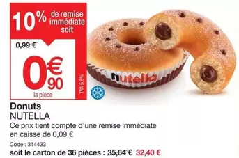 Nutella - Donuts offre à 0,9€ sur Promocash