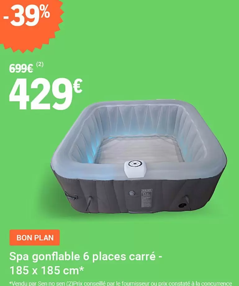 Bon Plan - Spa Gonflable 6 Places Carré offre à 429€ sur E.Leclerc Jardi