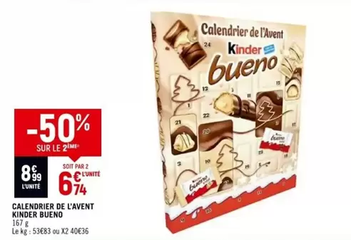 Avent - Calendrier De L'avent Kinder Bueno offre à 8,99€ sur Vival