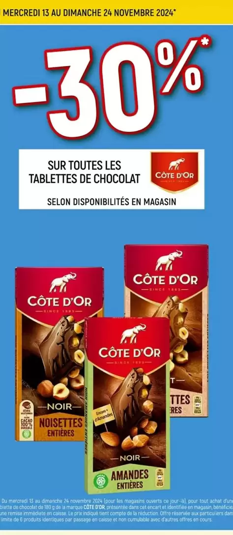 Côte d'or - Sur Toutes Les Tablettes De Chocolat offre sur Vival