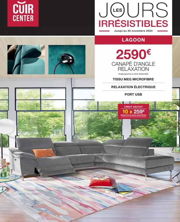 Canape D'angle Relaxation offre à 2590€ sur Cuir Center