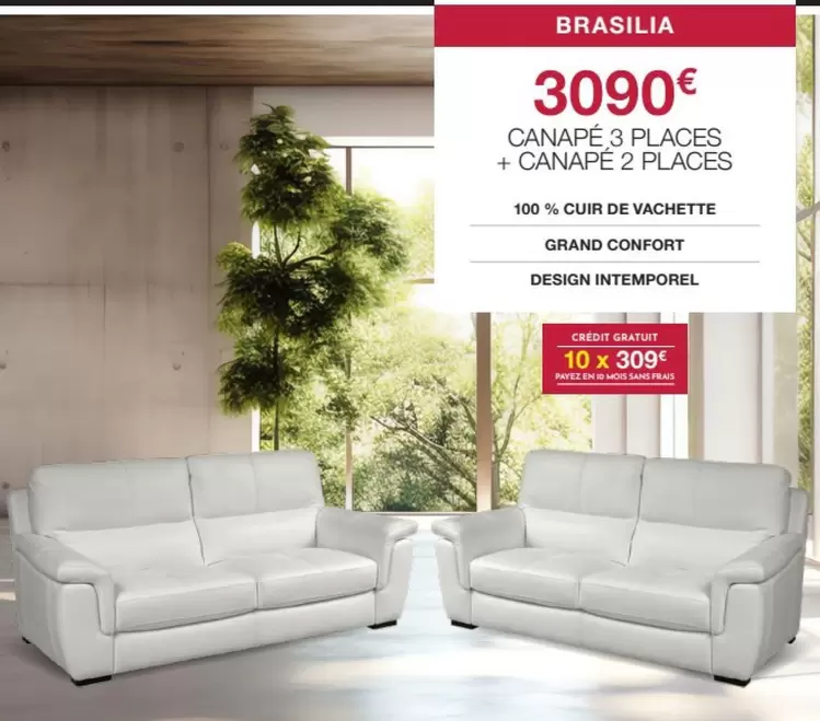 Canapé 3 Places + Canape 2 Places offre à 3090€ sur Cuir Center