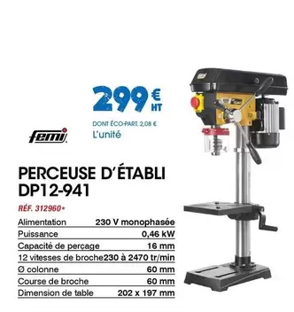 Perceuse D'établi DP12-941 offre à 299€ sur Master Pro