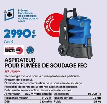 Aspirateur Pour Fumées De Soudage Fec offre à 2990€ sur Master Pro