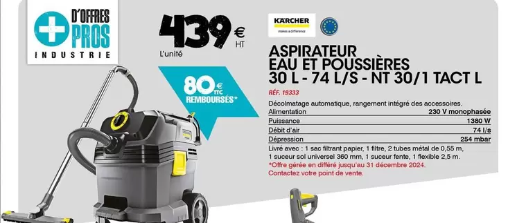 Aspirateur Eau Et Poussières offre à 439€ sur Master Pro