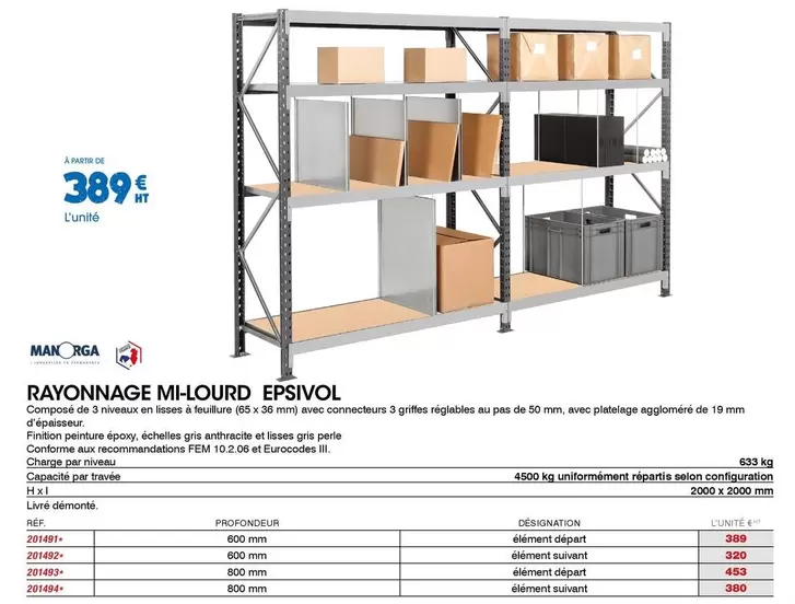 Rayonnage Mi-lourd Epsivol offre à 389€ sur Master Pro