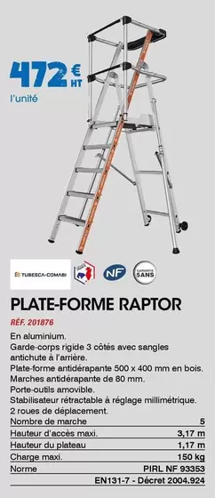 Plate-forme Raptor offre à 472€ sur Master Pro