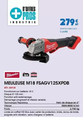 Meuleuse M18 Fsagv125xpdb offre à 279€ sur Master Pro