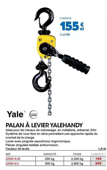 Palan À Levier Yalehandy offre à 155€ sur Master Pro