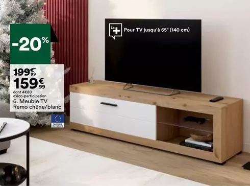 Meuble Tv Rémo Chêno/blanc offre à 159,99€ sur BUT