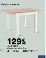 Table L. 80/120 cm offre à 129,99€ sur BUT