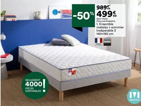 Ensemble Matelas + Sommier Inseparado 3 offre à 499,99€ sur BUT