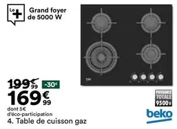 Beko - Table De Cuisson Gaz offre à 169,99€ sur BUT