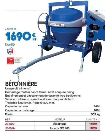 Ferm - Bétonnière offre à 1690€ sur Master Pro