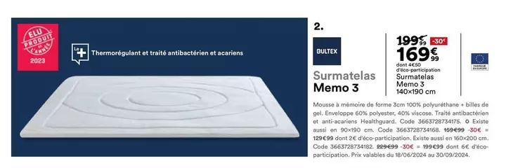 Bultex - Surmatelas Memo 3