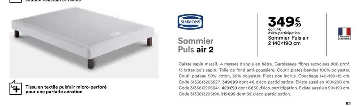 Simmons - Sommier Puls Air 2