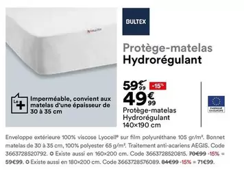 Bultex - Protège-matelas Hydrorégulant