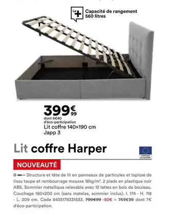 Harper - Lit Coffre offre à 399,99€ sur BUT