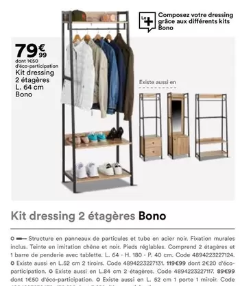 Kit Dressing 2 Étagères Bono offre à 79,99€ sur BUT