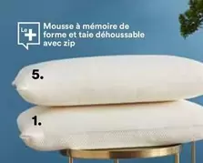 Mousse à mémoire de forme avec taie déhoussable et zip - Confort optimal et entretien facile