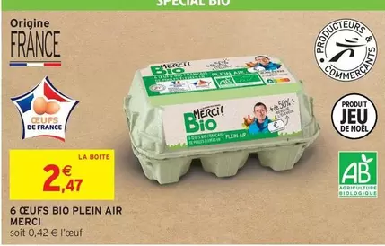 6 Oeufs Bio Plein Air offre à 2,47€ sur Intermarché Express