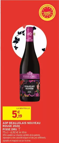 Signal - Aop Beaujolais Nouveau Rouge 2022 offre à 5,19€ sur Intermarché Express