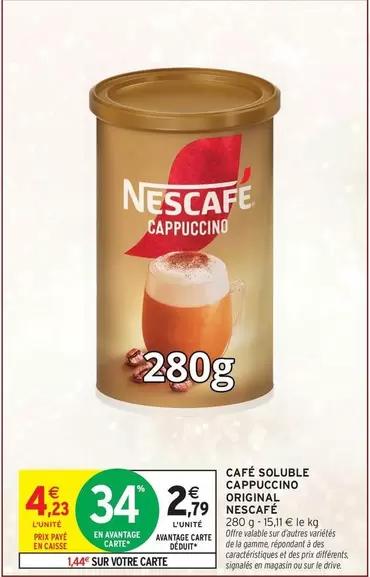 Nescafé - Café Soluble Cappuccino Original offre à 4,23€ sur Intermarché Express