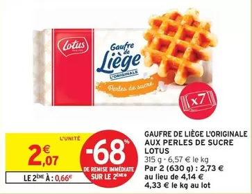 Lotus - Gaufre De Liege L'originale Aux Perles De Sucre offre à 2,07€ sur Intermarché Contact