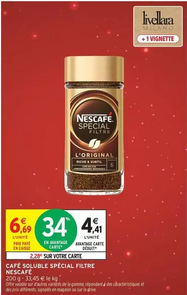 Nescafé - Café Soluble Spécial Filtre offre à 4,41€ sur Intermarché Contact