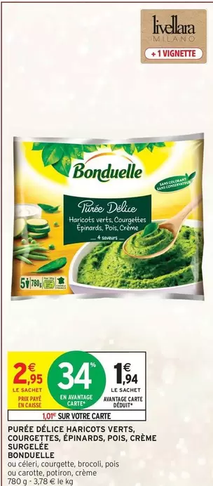 Bonduelle - Purée Delices Haricots Verts Surgelées offre à 2,95€ sur Intermarché