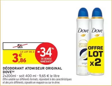 Dove - Déodorant Atomiseur Original offre à 3,86€ sur Intermarché