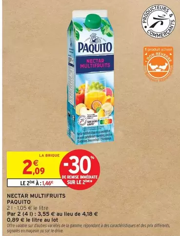 Paquito - Nectar Multifruits offre à 2,09€ sur Intermarché