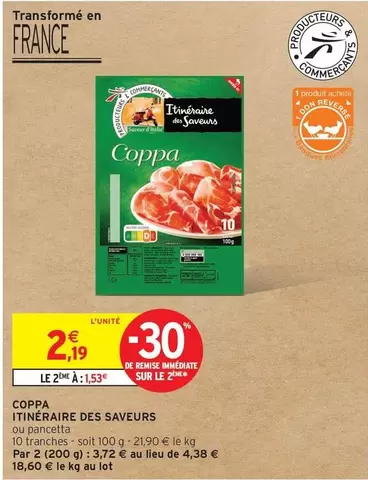 Coppa offre à 2,19€ sur Intermarché