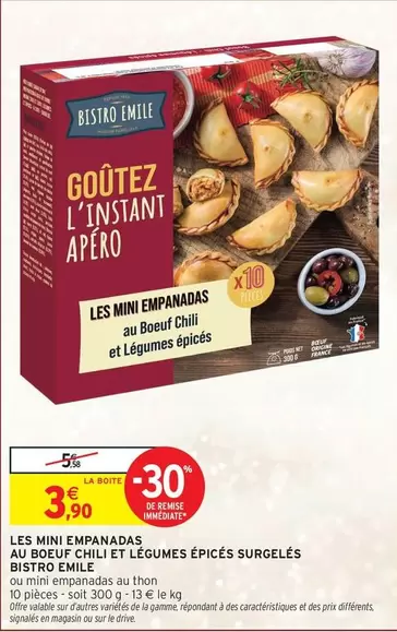 Mini Empanadas Épicées Surgelées au Bouc Huile Légumes - Offre Spéciale