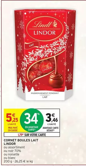 Lindt - Cornet Boules Lait