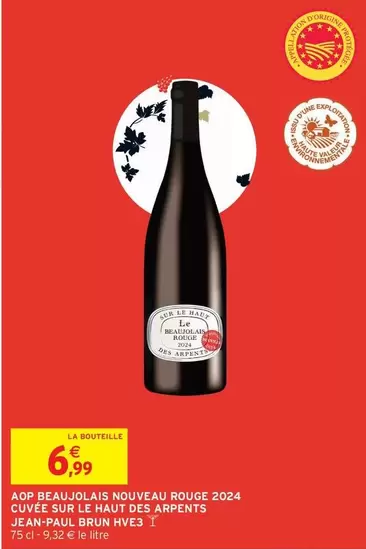 Aop Beaujolais Nouveau Rouge 2024 - Cuvée Sur Le Haut Des Arpents Jean-Paul Brun Hves