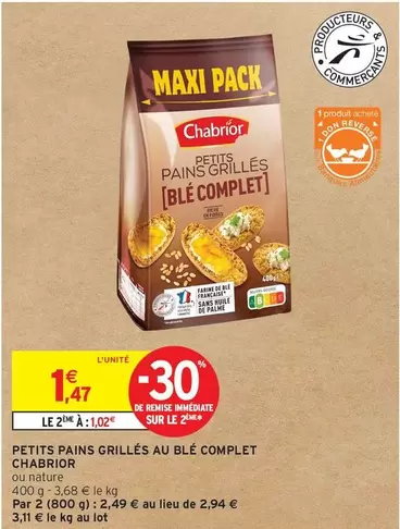 Chabrior - Petits Pains Grillés Au Blé Complet