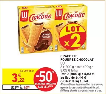 Lu - Cracotte Fourree Chocolat