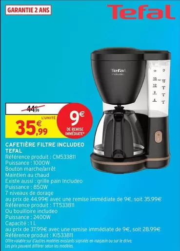 Tefal - Cafetiere Filtre Includeo