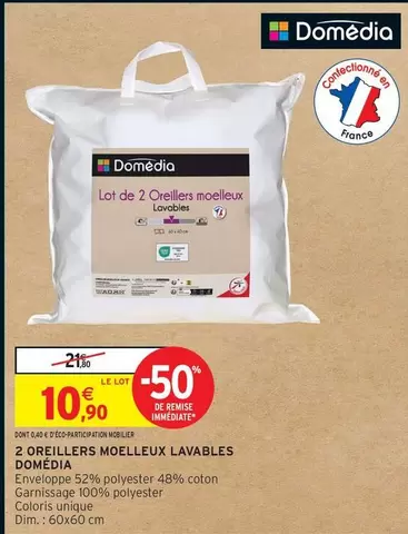 Dim - 2 Oreillers Moelleux Lavables