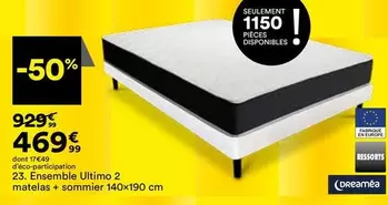 Ensemble Ultimo 2 Matelas + Sommier 140x190 Cm