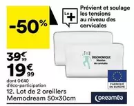 Lot De 2 Oreillers Memodream 50x30cm