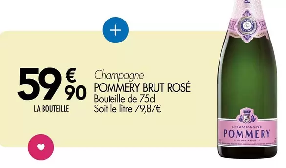 Pommery - Champagne Brut Rosé offre à 59,9€ sur Leader Price